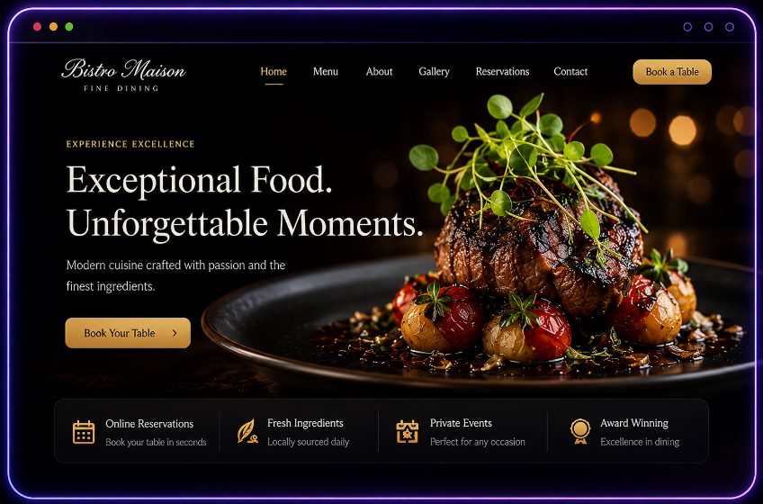 Restaurant website preview
